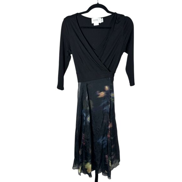 Seraphine Luxe Paityn Maternity Silk Wrap Dress Black Floral Size 2 - Picture 4 of 8
